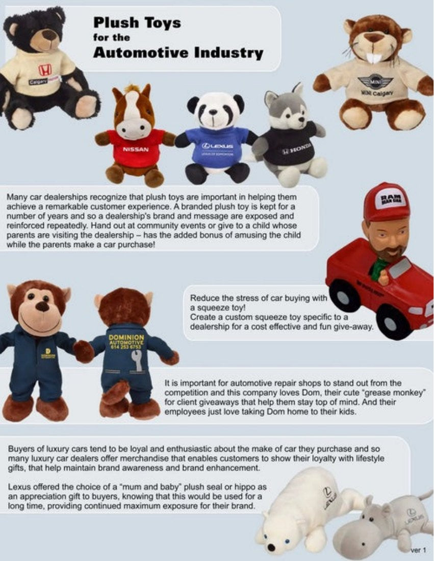Automotive promotional plush examples