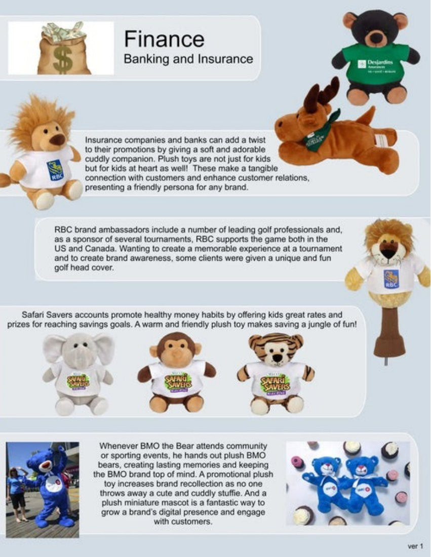 Banking & insurance promotional plush examples