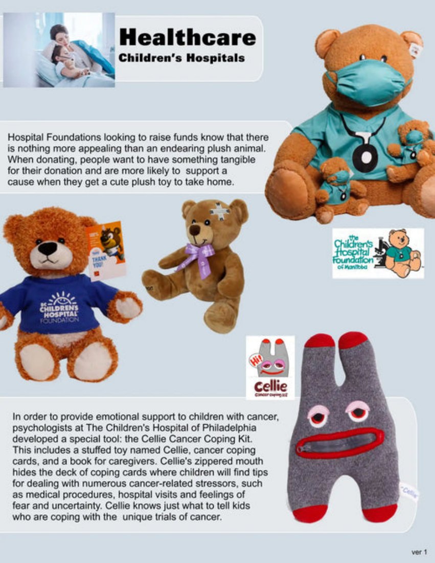 Children’s hospitals promotional plush examples