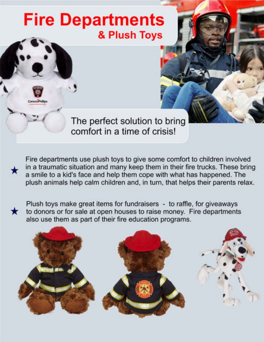 Fire departments promotional plush examples