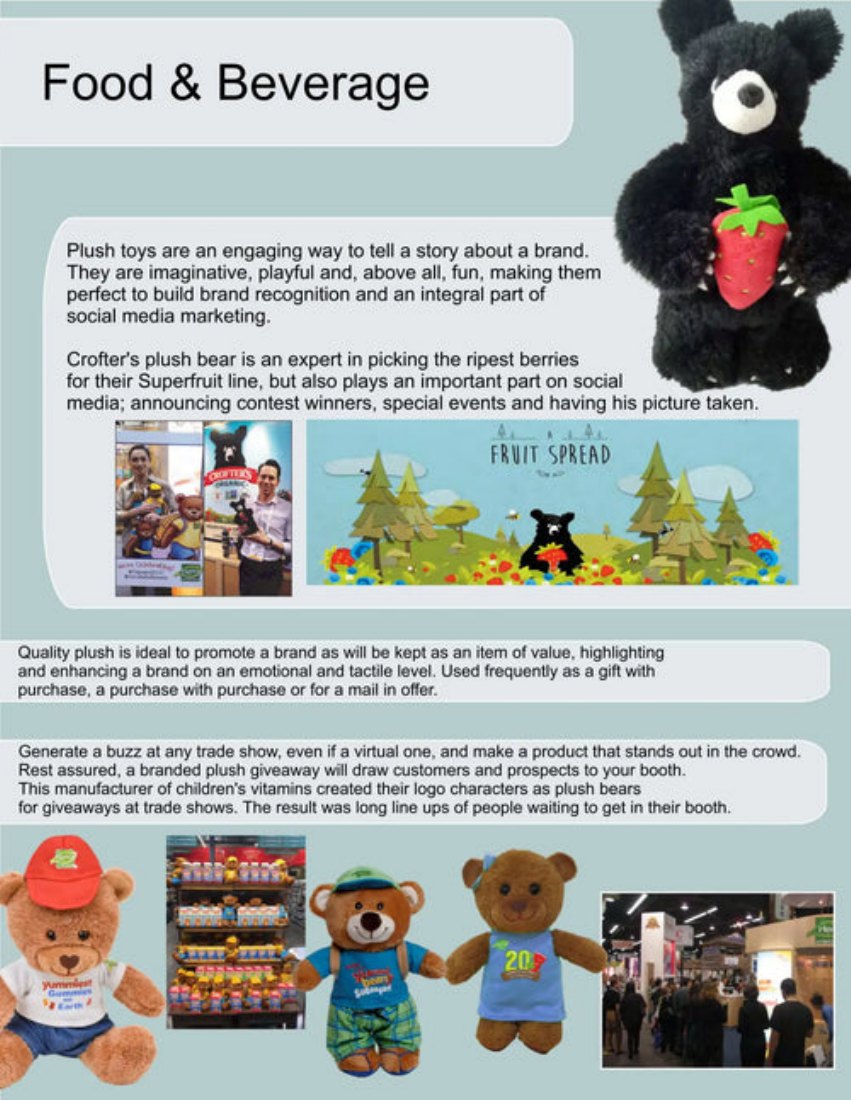 Food & beverage promotional plush examples