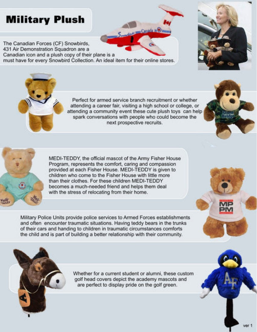 Military promotional plush examples
