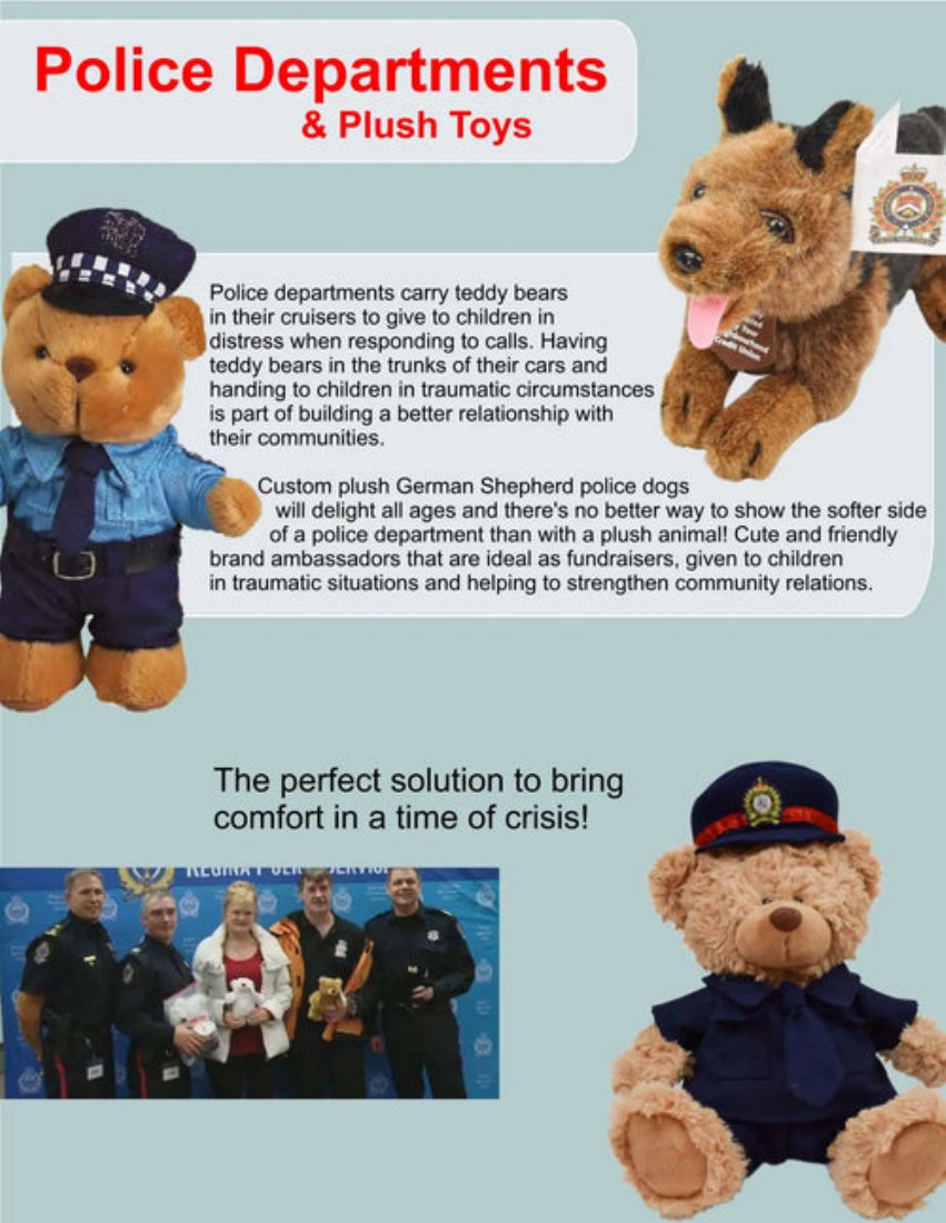 Police promotional plush examples