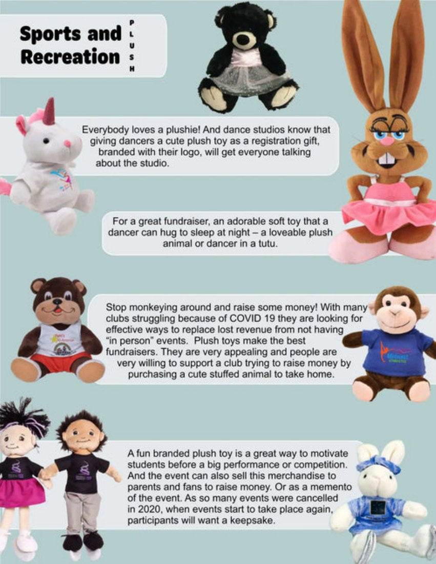 Sports & recreation promotional plush examples